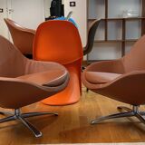 Caramel leather Veneto armchair with swivel function (2 available)