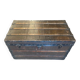 Vintage wooden coffee table with iron fittings.