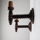 Pair of Charles Dudouyt French Turned Wood Wall Sconces, 1940s