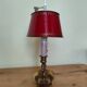 bronze and brass 2-bulb bouillotte lamp, red desk lamp