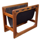 60s 70s newspaper holder Aksel Kjersgaard made of teak & leather