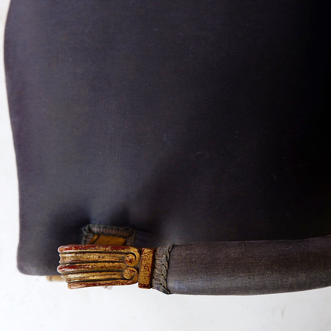 Louis XV style armchairs with original navy blue silk upholstery