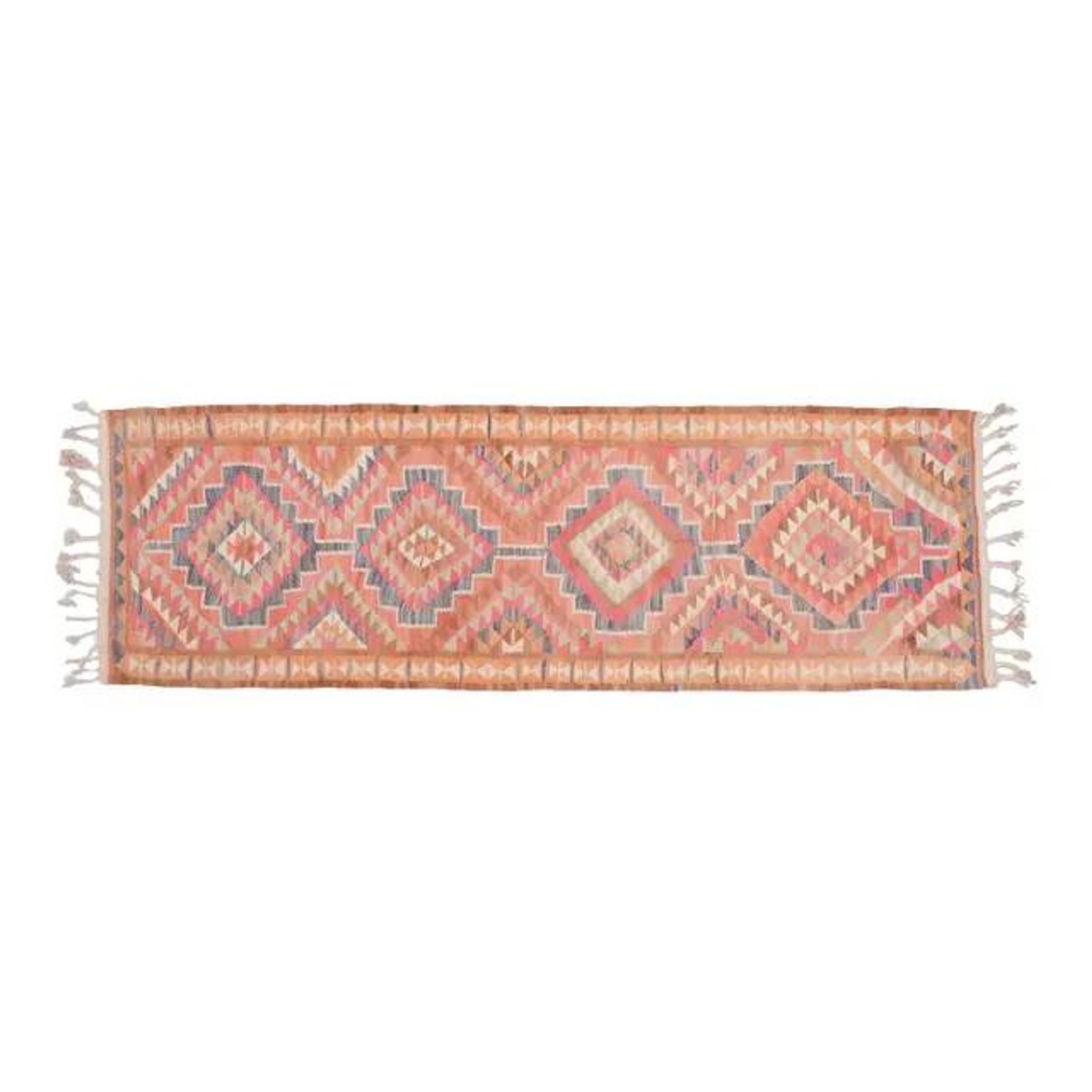 Orange Pink Turkish Oushak Vintage Handmade Wool Runner Rug  100x290