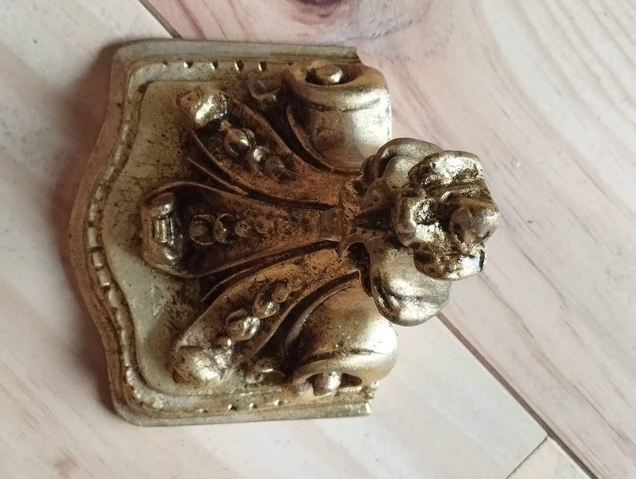 Page 1 of 7 Small wall console in rocaille style – patinated gold decor, Louis style