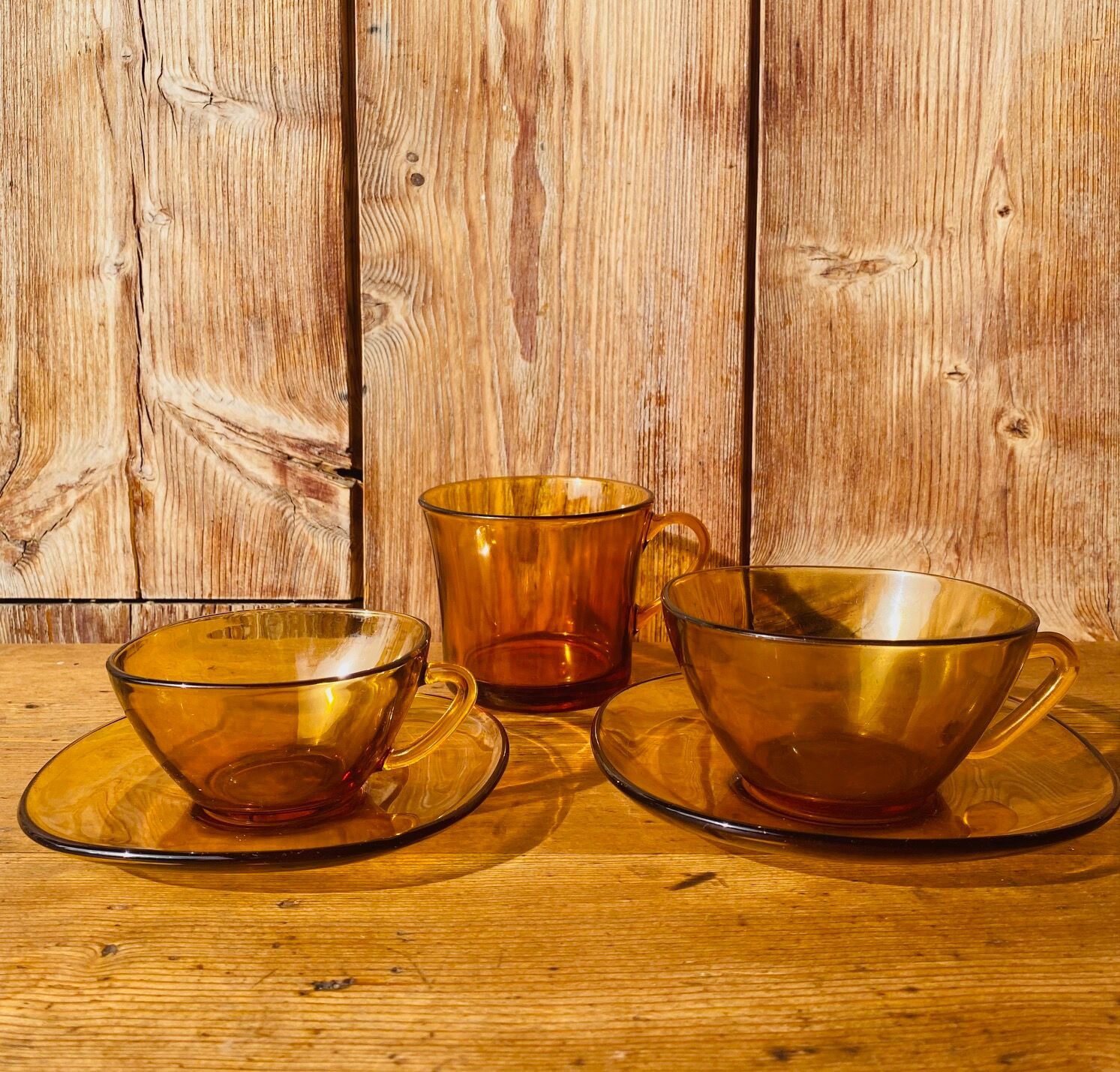 Vereco amber brown cup and mug set