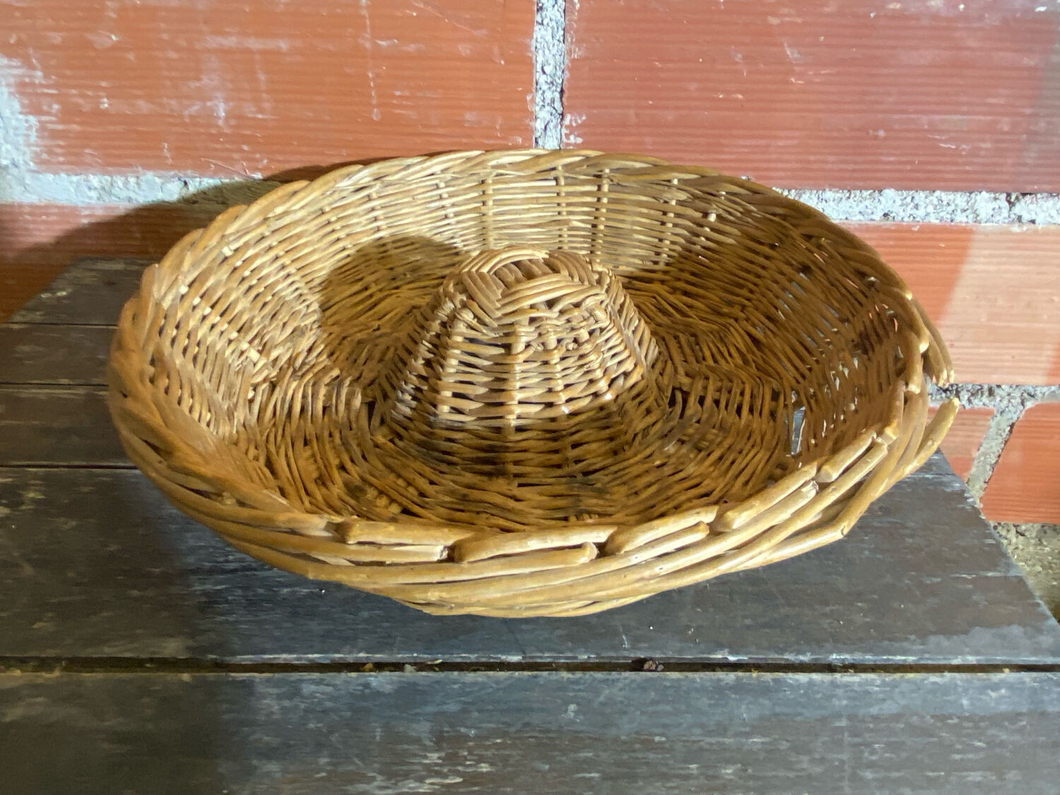 Old Basket Rising Bread Dough Wicker Braided Vintage