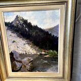 Oil on canvas representing a lake signed lucien wolff alsacian painter