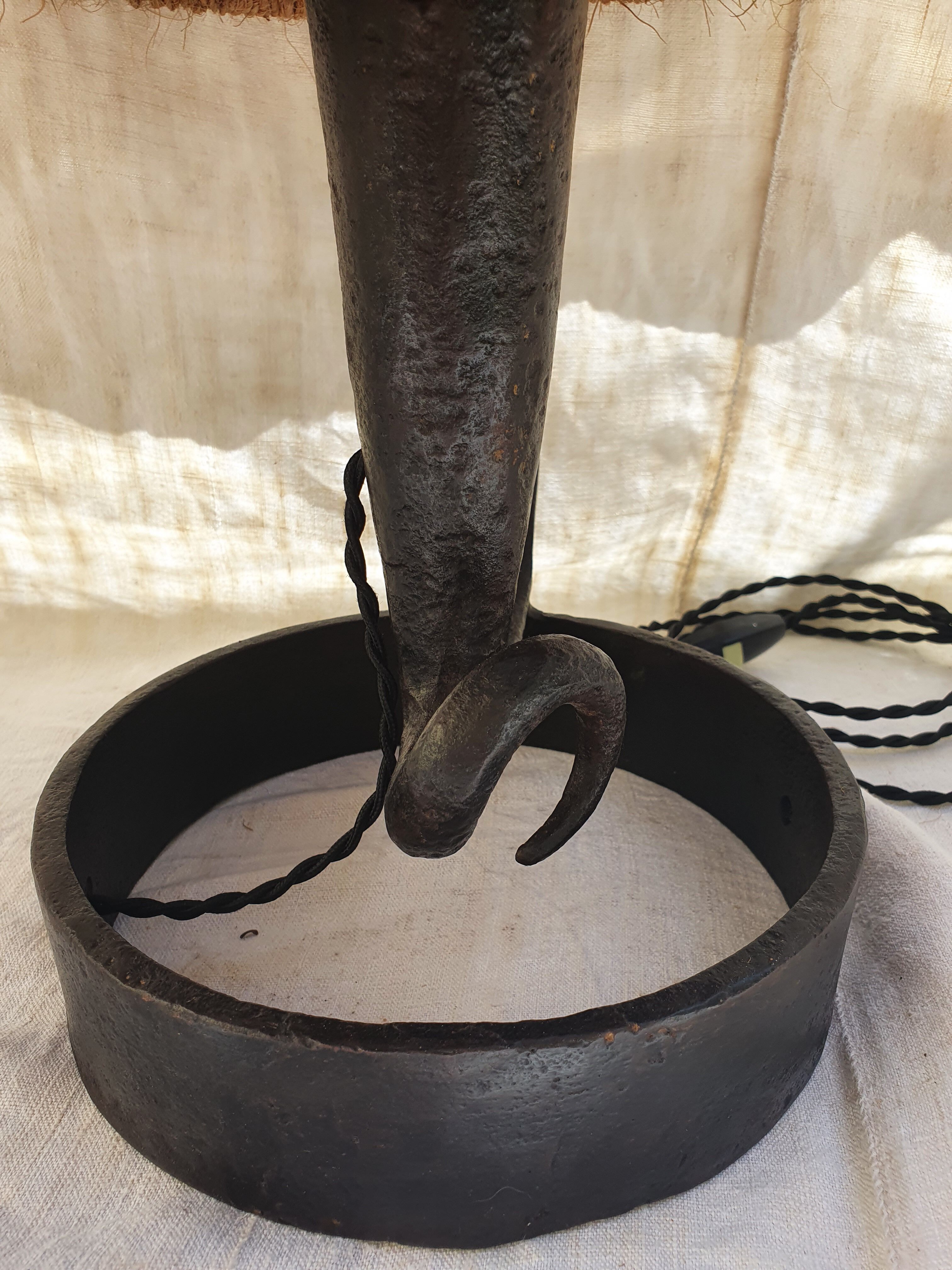 Wrought iron lamp folk art