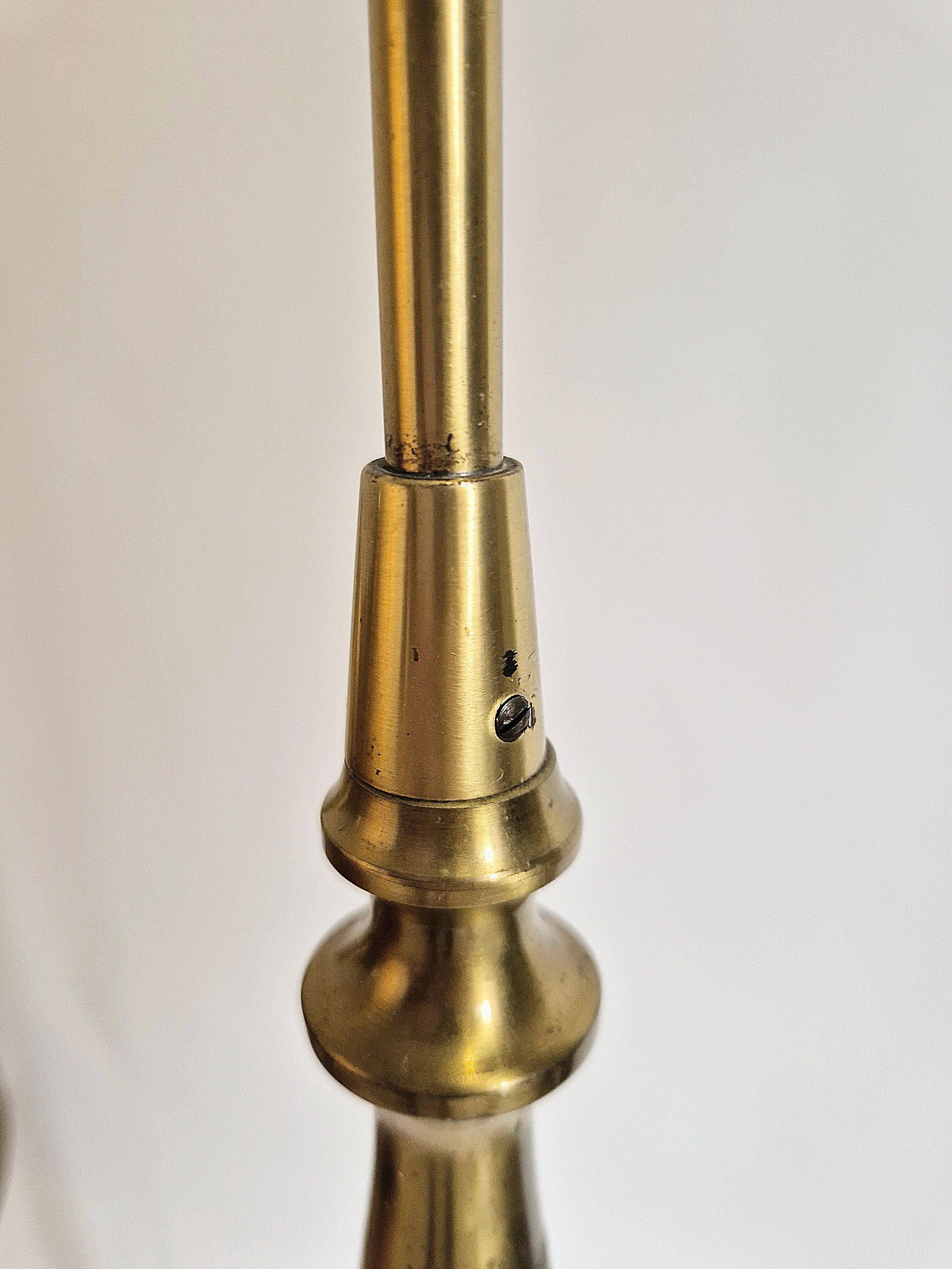 Brass floor lamp with dark brown leather trim, Swedish / Scandinavian Modernity
