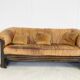 Vintage wicker and leather sofa set 1960s