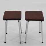 1970s Pair of Stools with Leatherette Upholstery ,Czechoslovakia