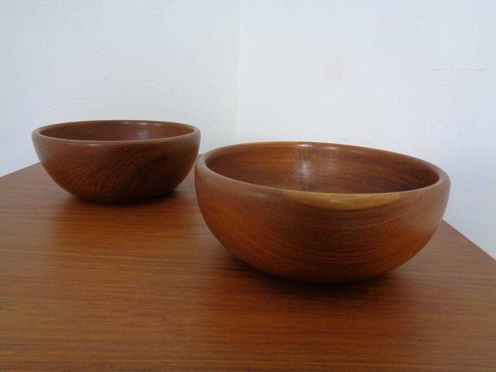 Mid-Century Danish Solid Teak Bowls, 1960s, Set of 2