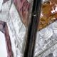 Monumental brutalist thick glass and metal table lamp by Longobard. Italy 1
