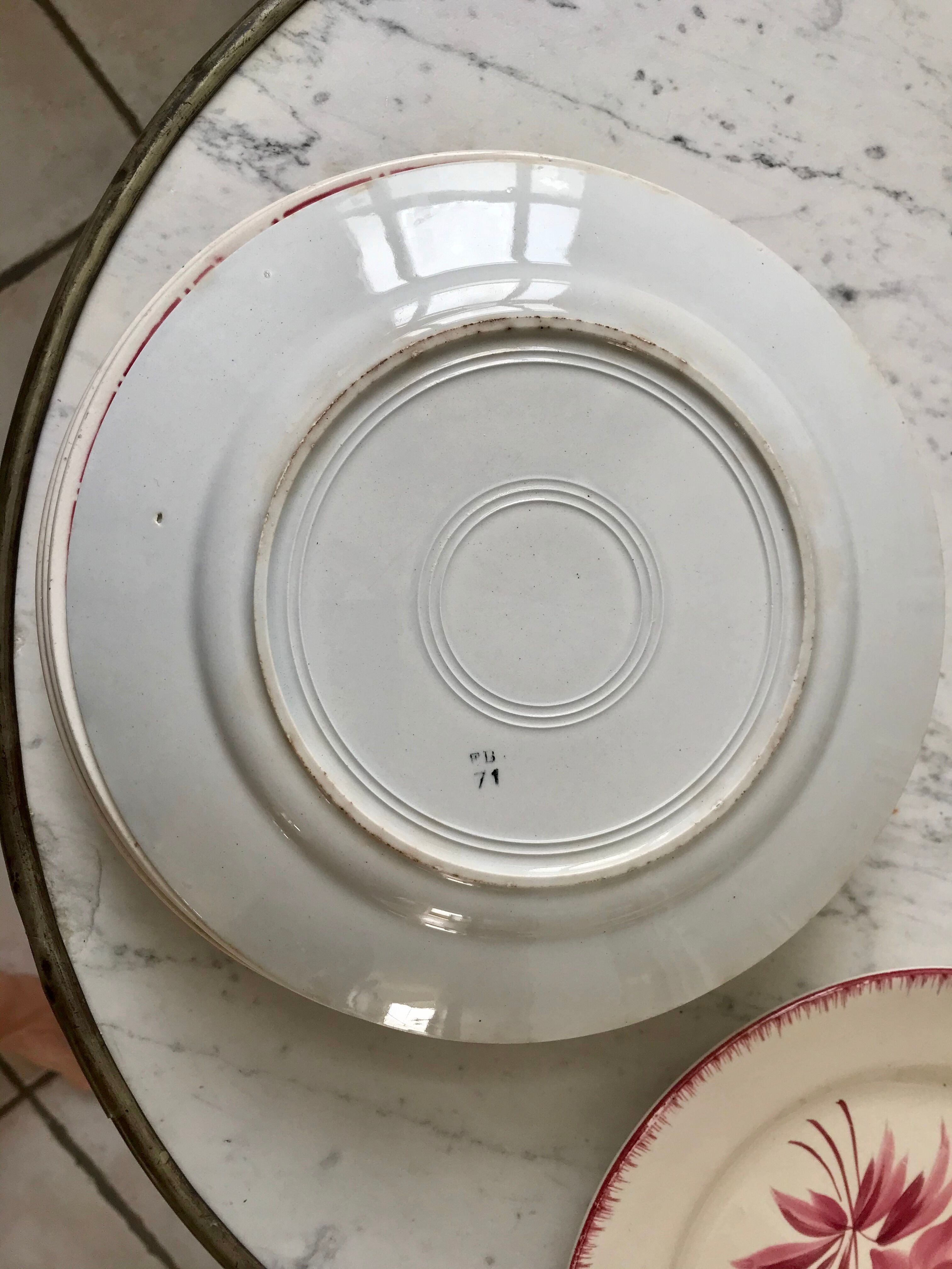 Set of 6 mismatched hollow plates longchamp and hbcm model mulhouse years 40-50