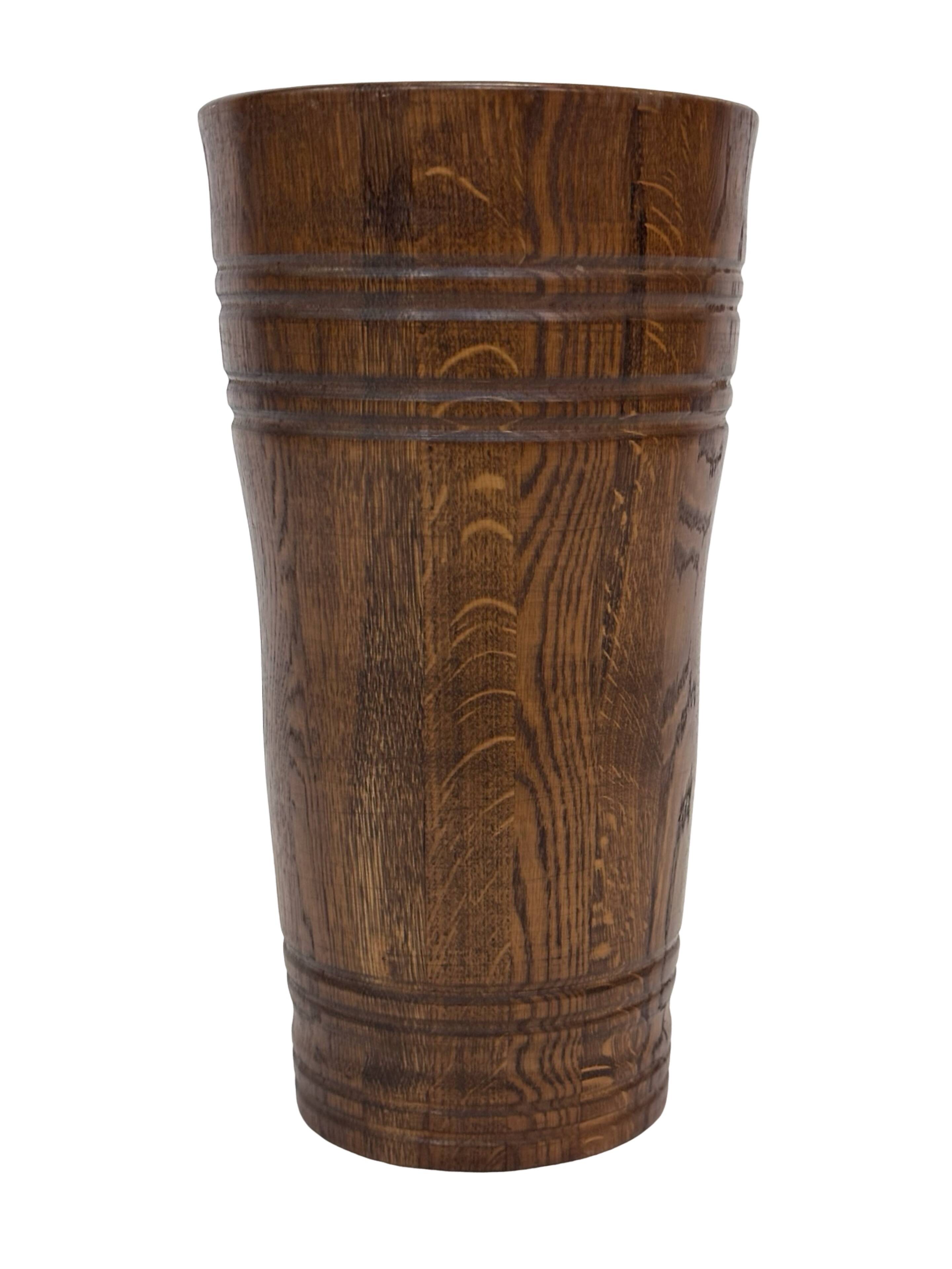 Vintage umbrella stand holder oak basket storage design 60's minimalist