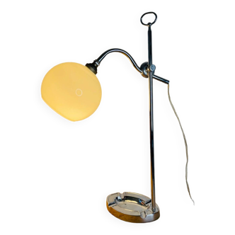 Lampe années 30 monte et baisse chromé et verre blanc