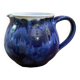Navy Blue and White German Pitcher Made in Rügen, Drip Glaze Pottery