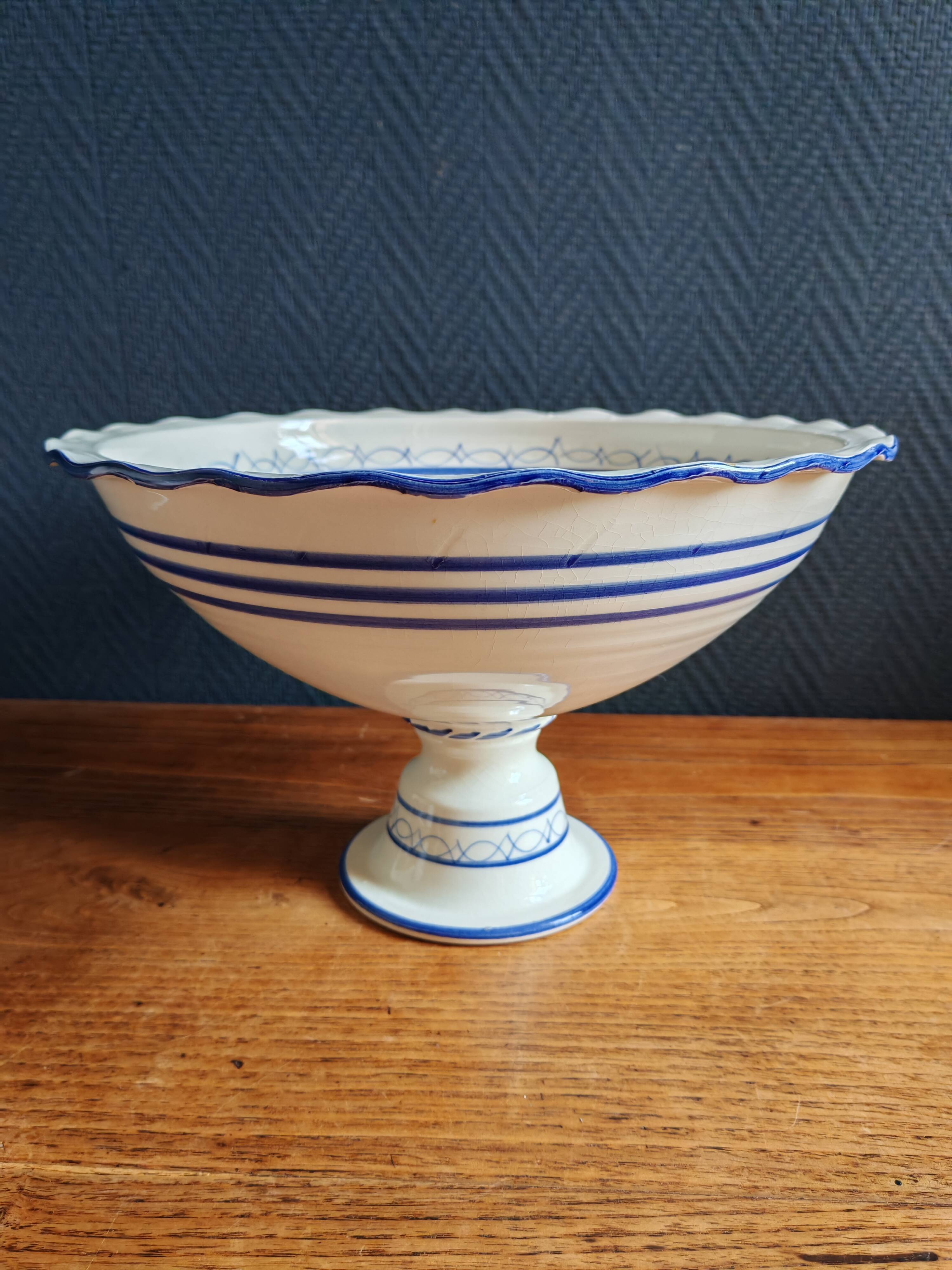 Blue and White Footed Faience Bowl