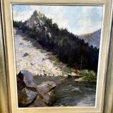 Oil on canvas representing a lake signed lucien wolff alsacian painter