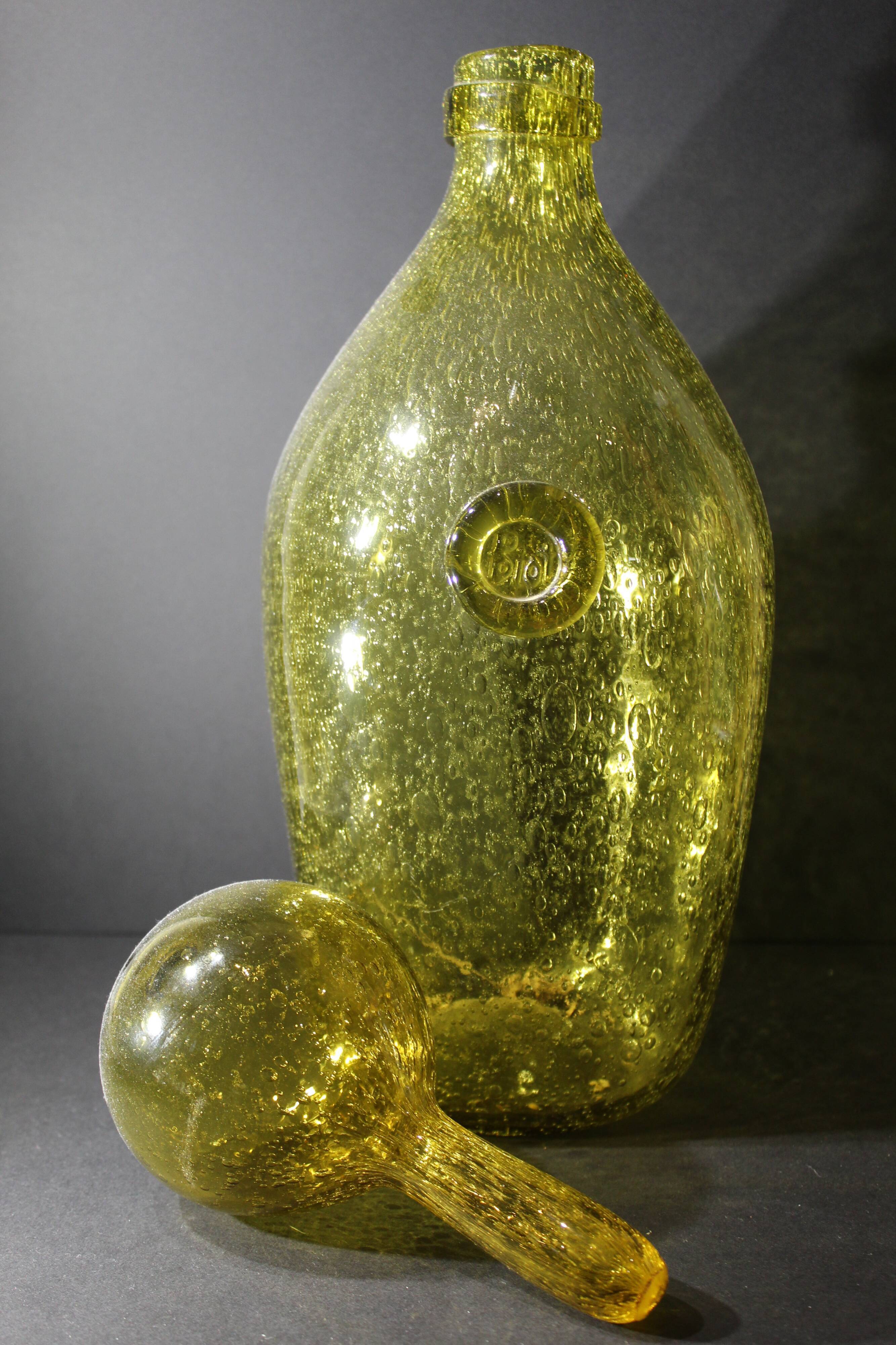 Carafe XL BIOT in yellow bubble glass