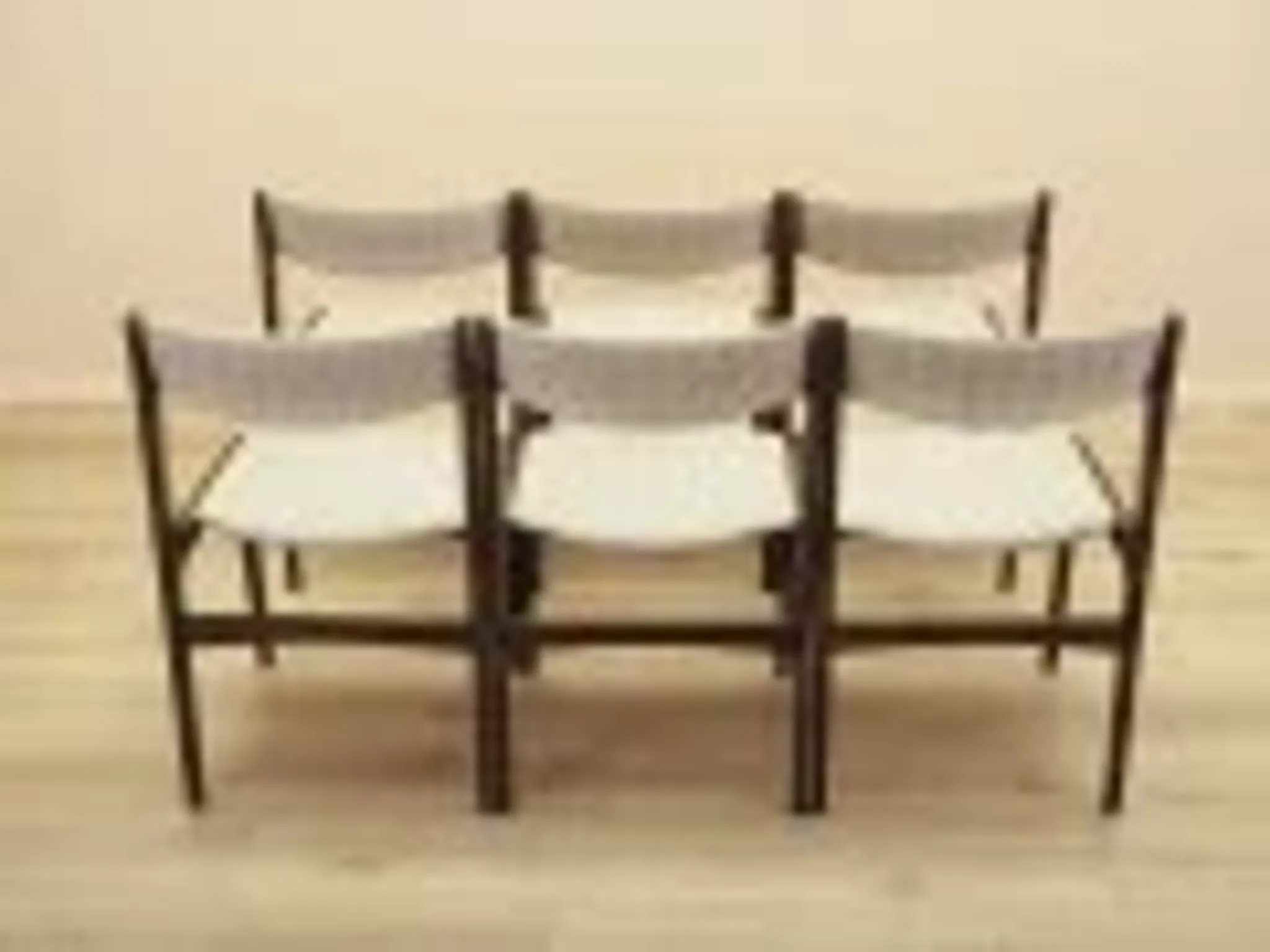 Set of six Danish dining chairs in oak veneer with original upholstery, 1960s