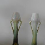 Art Deco ceramic fireplace trim, tulip-shaped vase