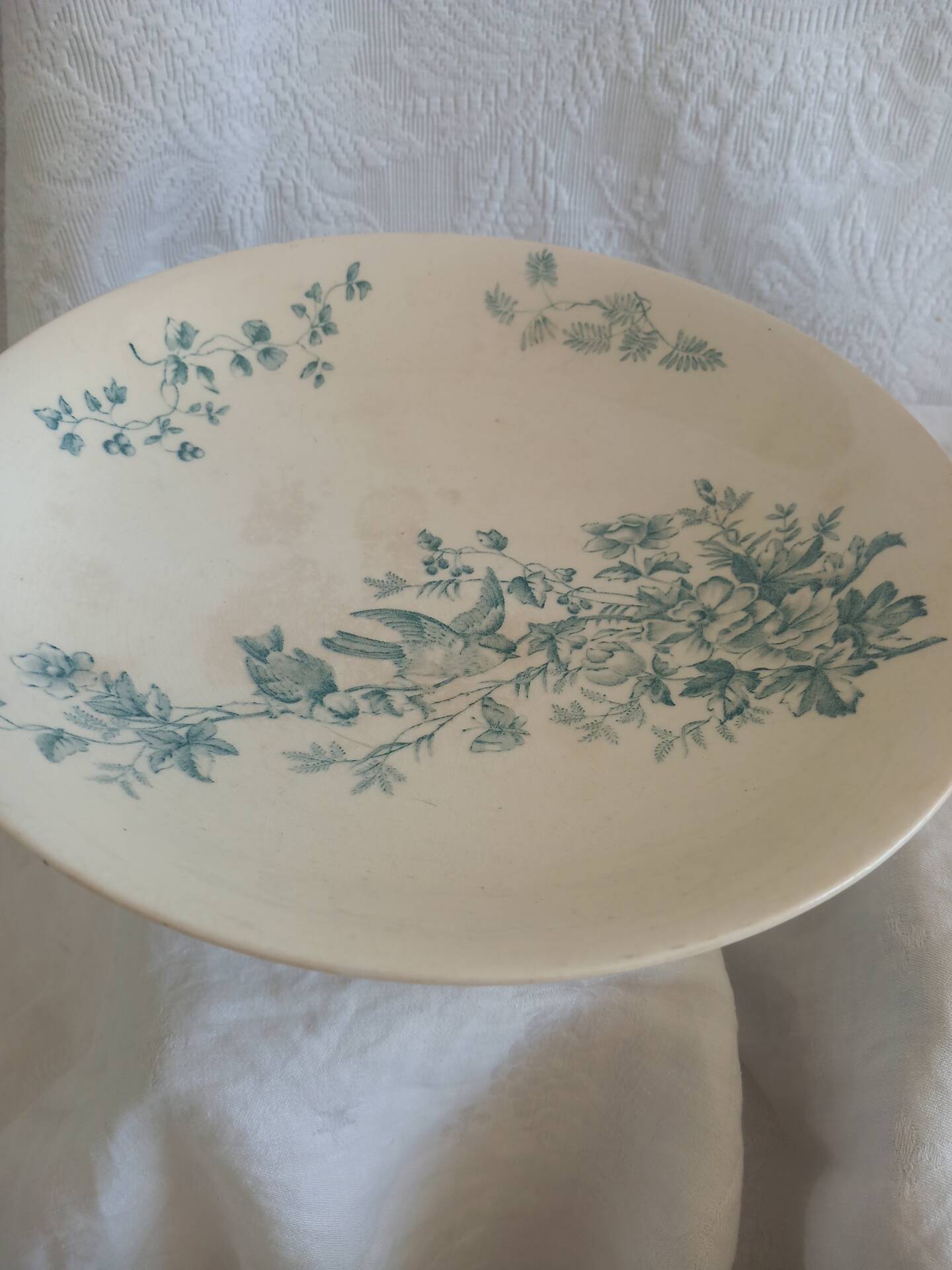 Antique 19th Century French Longwy Mignon Ironstone Dinner Service – Blue Green
