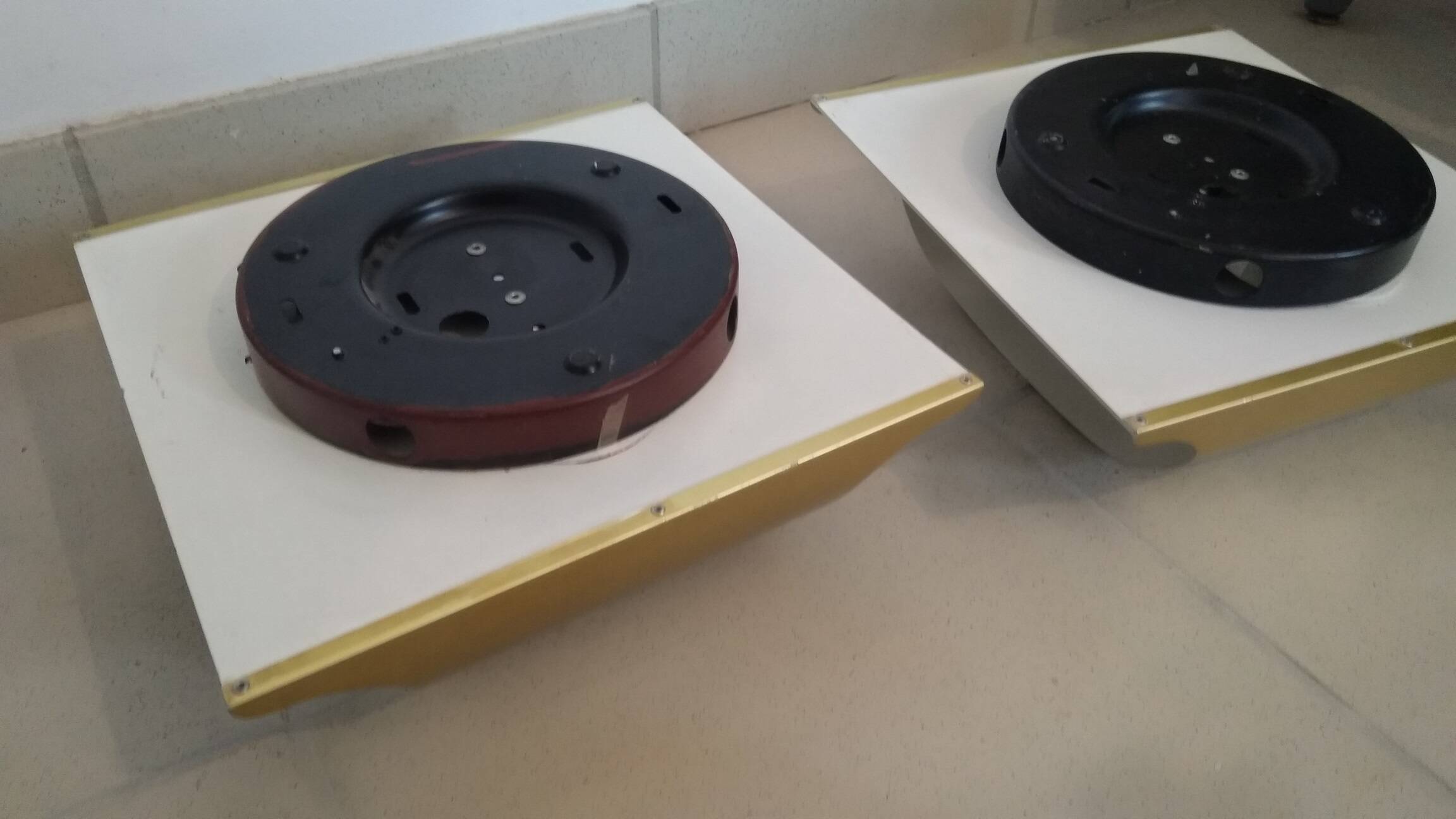 Pair of Staff 1970 wall lights in gold color