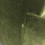 Pair of armchairs, green velvet on wheels, from the 70s
