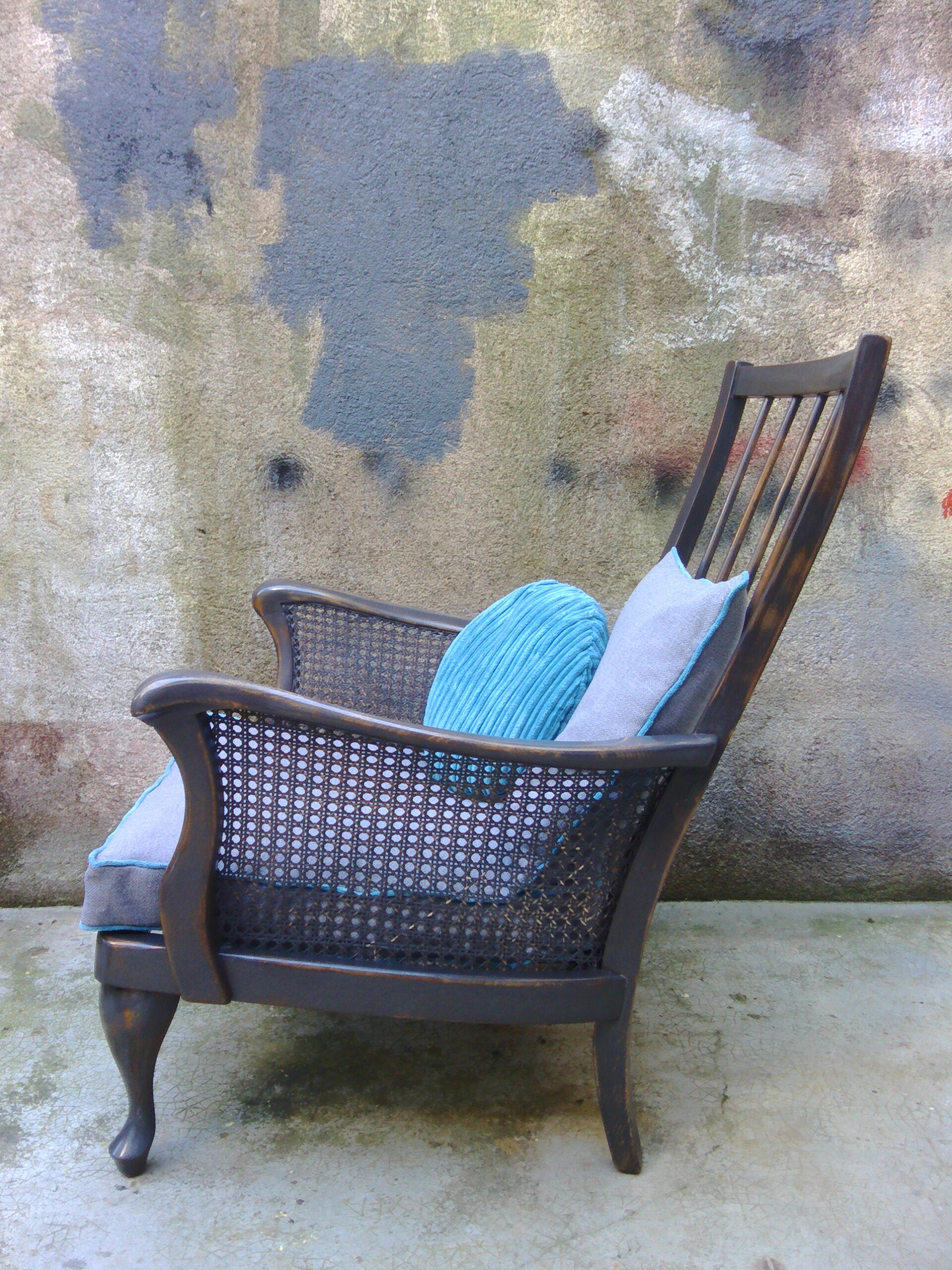 1950s vintage wooden armchair and caning