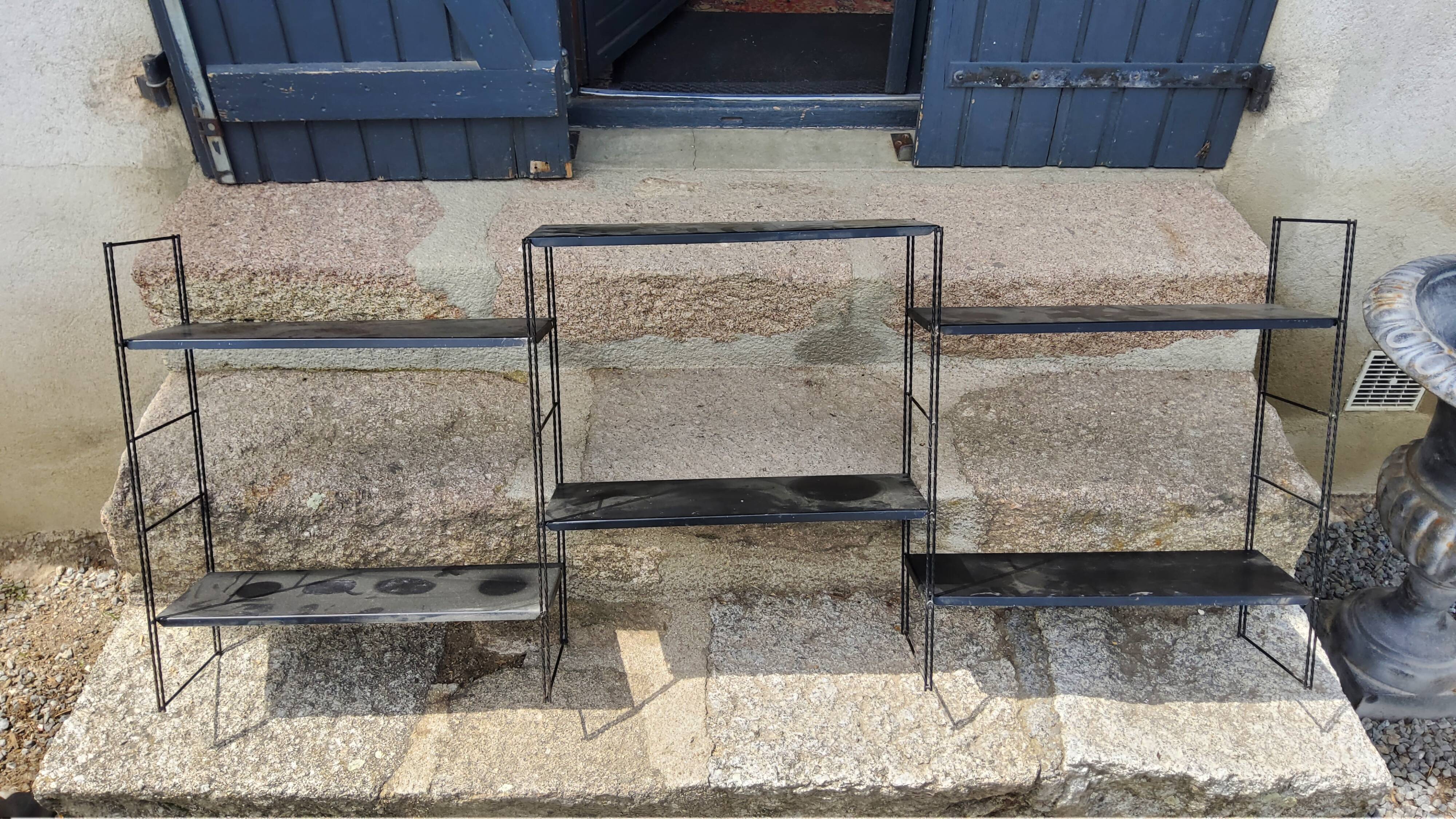 Vintage string wall shelf from the 60s in metal