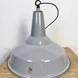 Large Industrial British Grey Enamel Pendant Lamp from Benjamin, 1960s