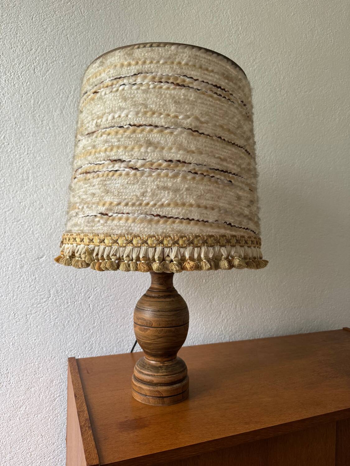 Turned wood lamp from the 60s