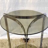 Side table metal chrome and smoked glass, 70s-80s