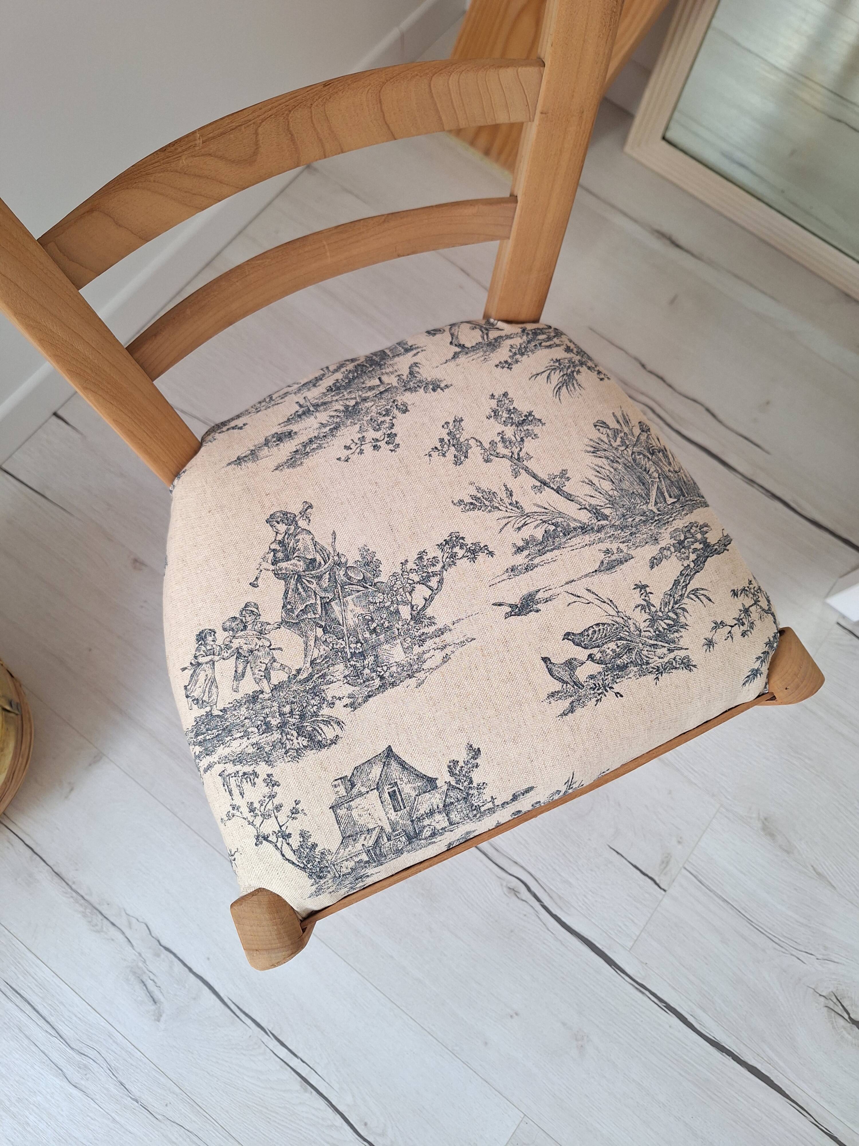 Chaise de campagne en toile de Jouy bleu
