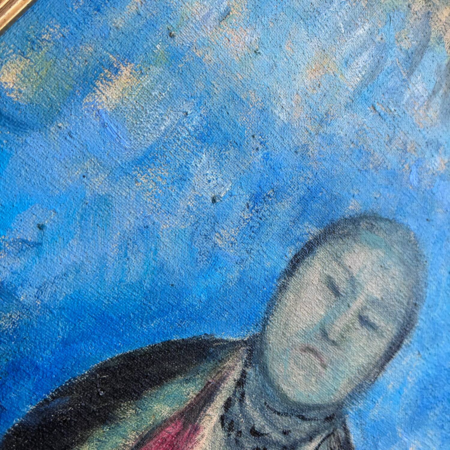 Huile Sur Toile Encadrée D’après L’œuvre Bouddha De Odilon Redon 100cm