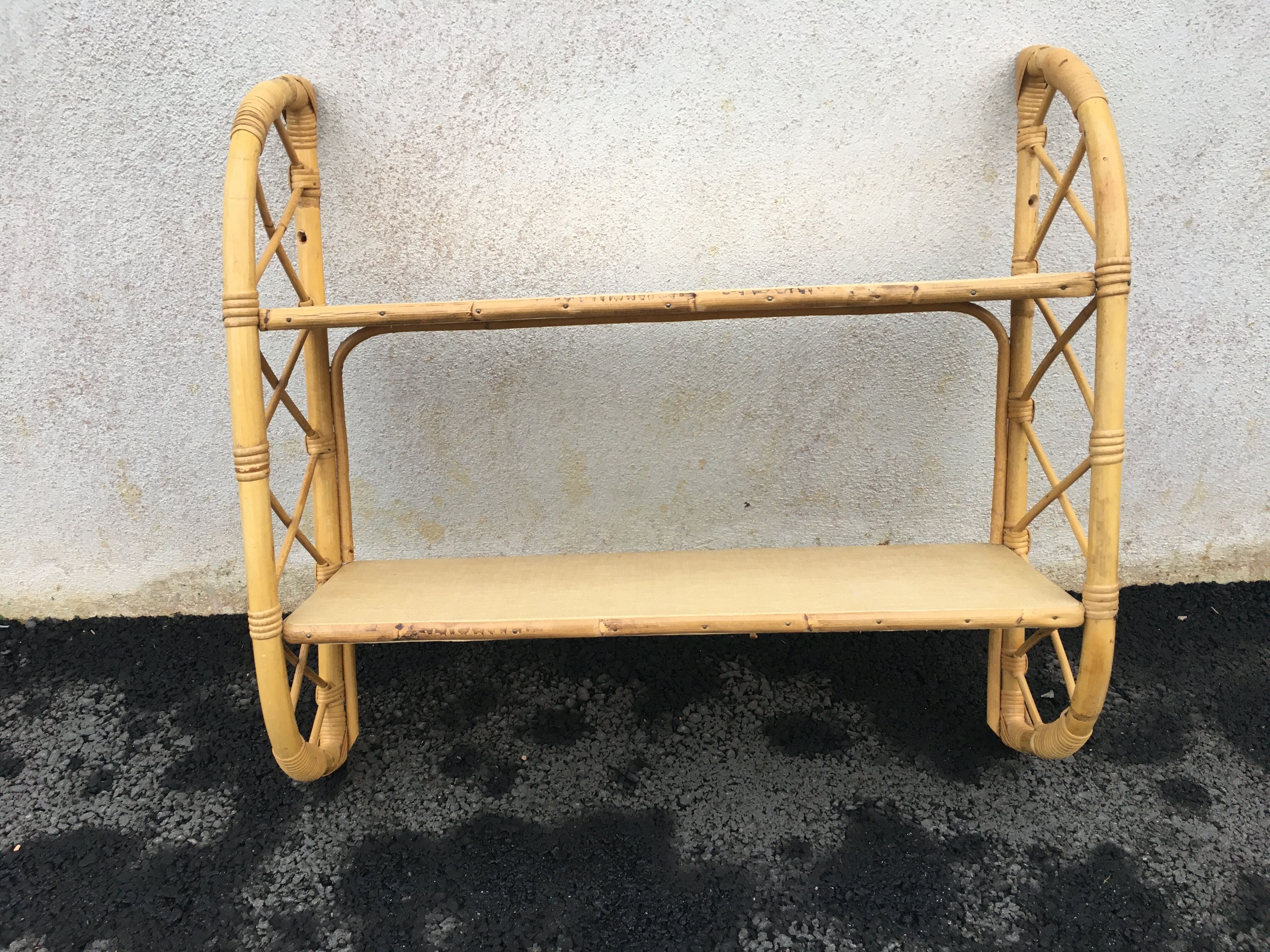 60'S rattan wall shelf