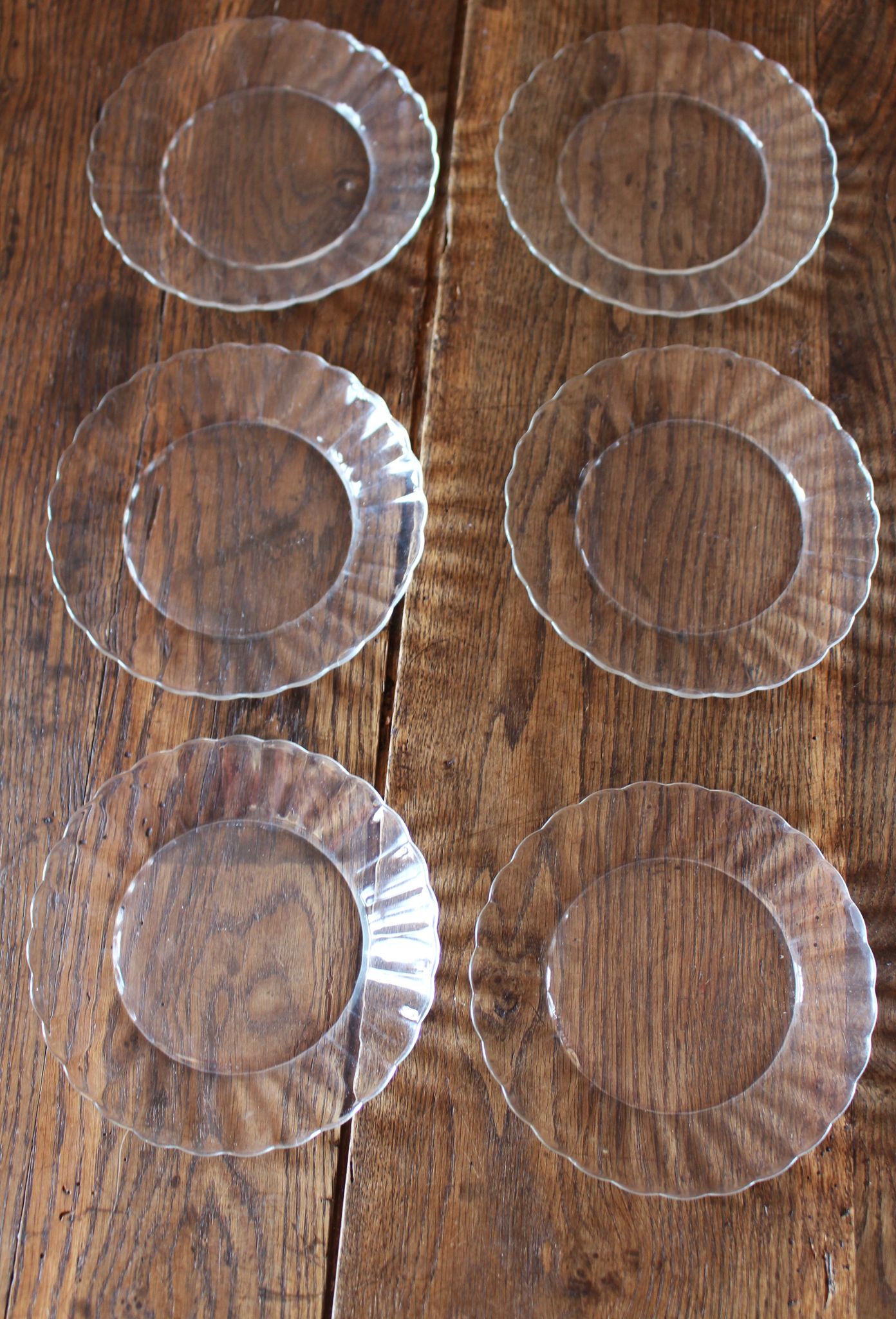 Lot 6 plates transparent glass marguerite duralex vintage