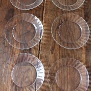 Lot 6 plates transparent glass marguerite duralex vintage