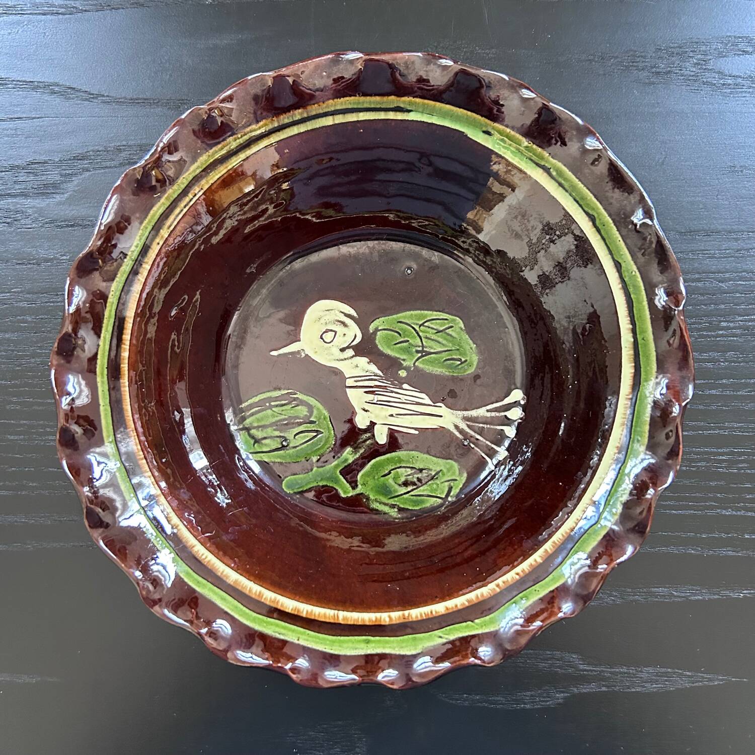 Deep pottery dish from Marnaz Savoie