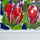 Cheerful silkscreen "red tulips" by Ad van Hassel, Dutch art