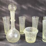 Set of bubble glassware from Biot – carafe, glasses, and ice bucket – 1960s