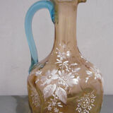 Emaille glass service a liqueur carafe and glasses