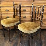 2 velvet seated bistro chairs