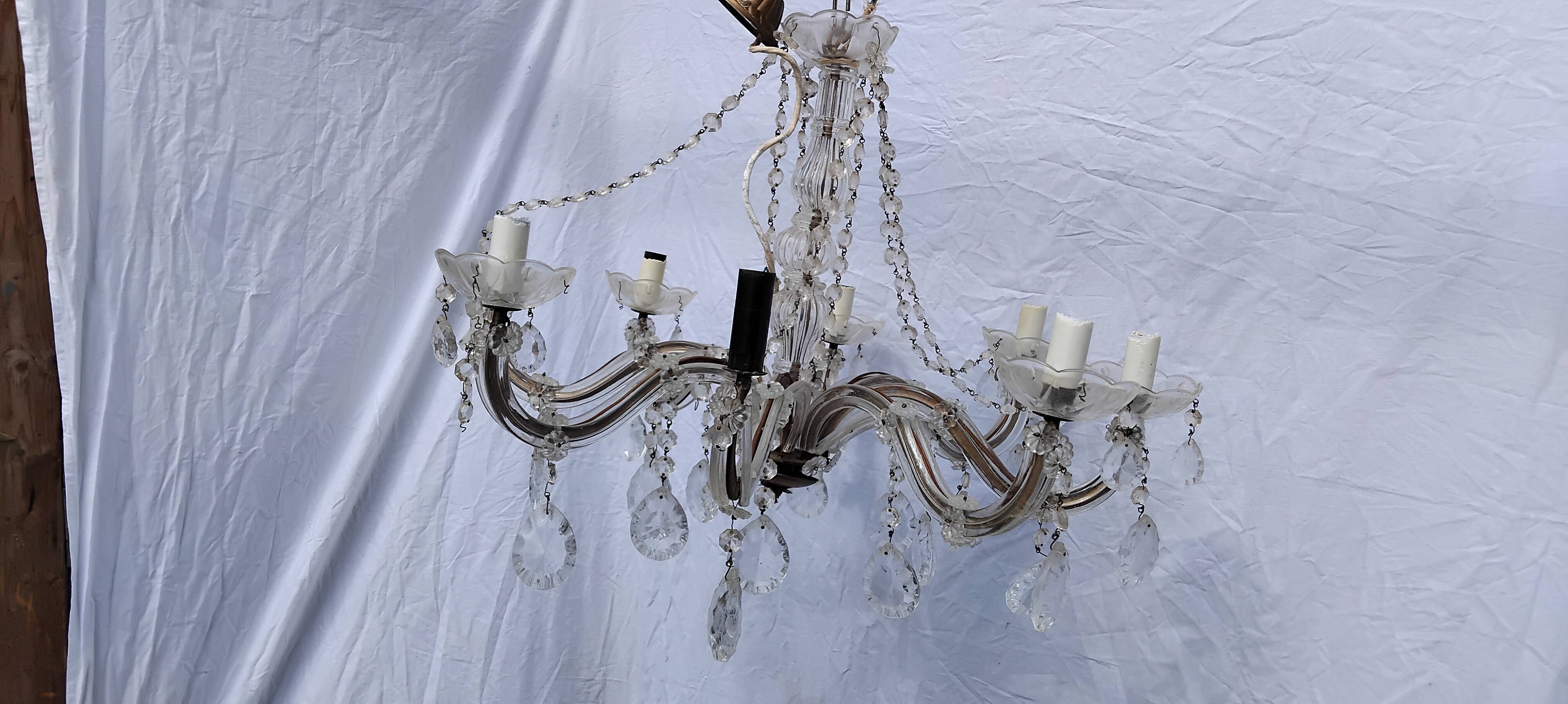 4 vintage crystal chandelier pendants