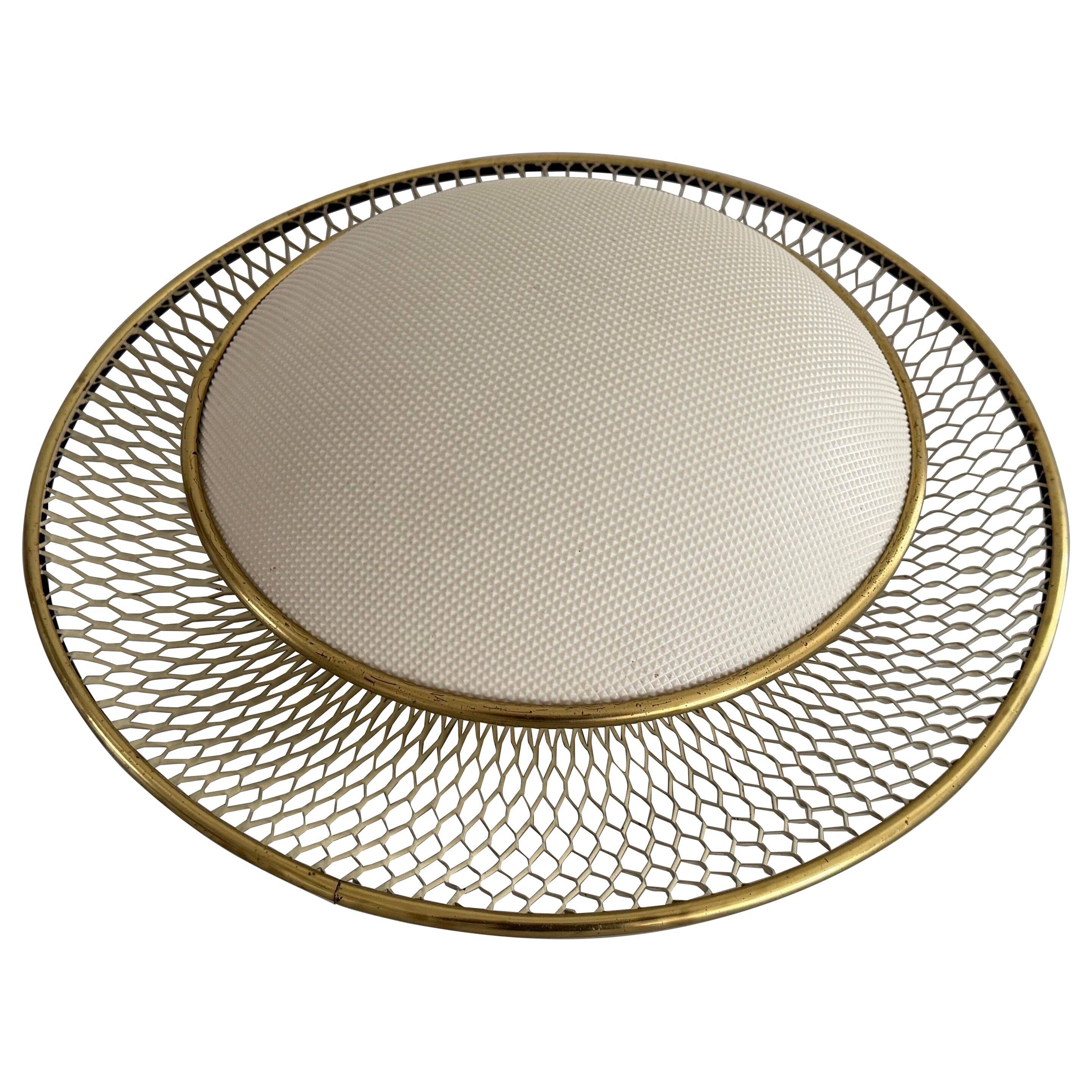 Mid-century golden metal wire and plastic ceiling light by Erco, 1950s, Germany.