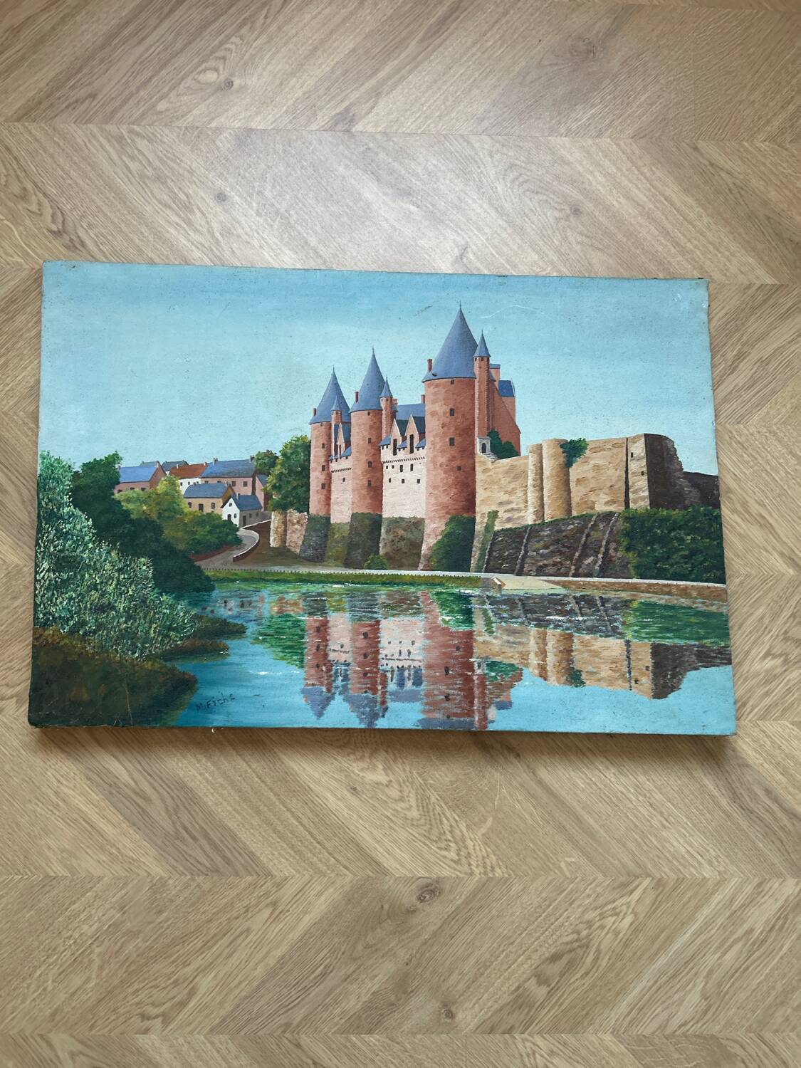 Huile sur toile paysage signée M.Fiche