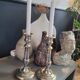 Pair of antique silver-plated brass candlesticks