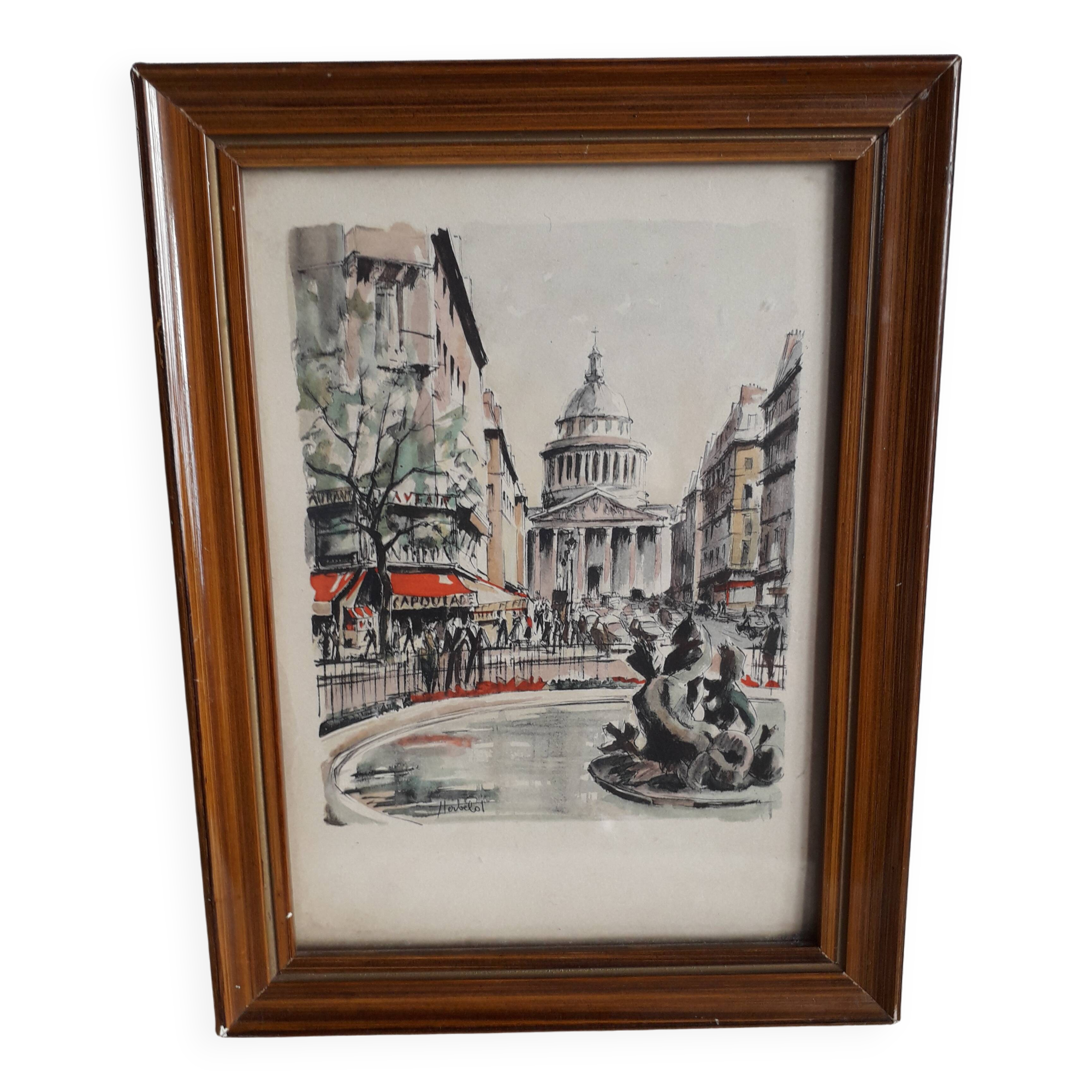 Old painting of Paris signed Franz Herbelot