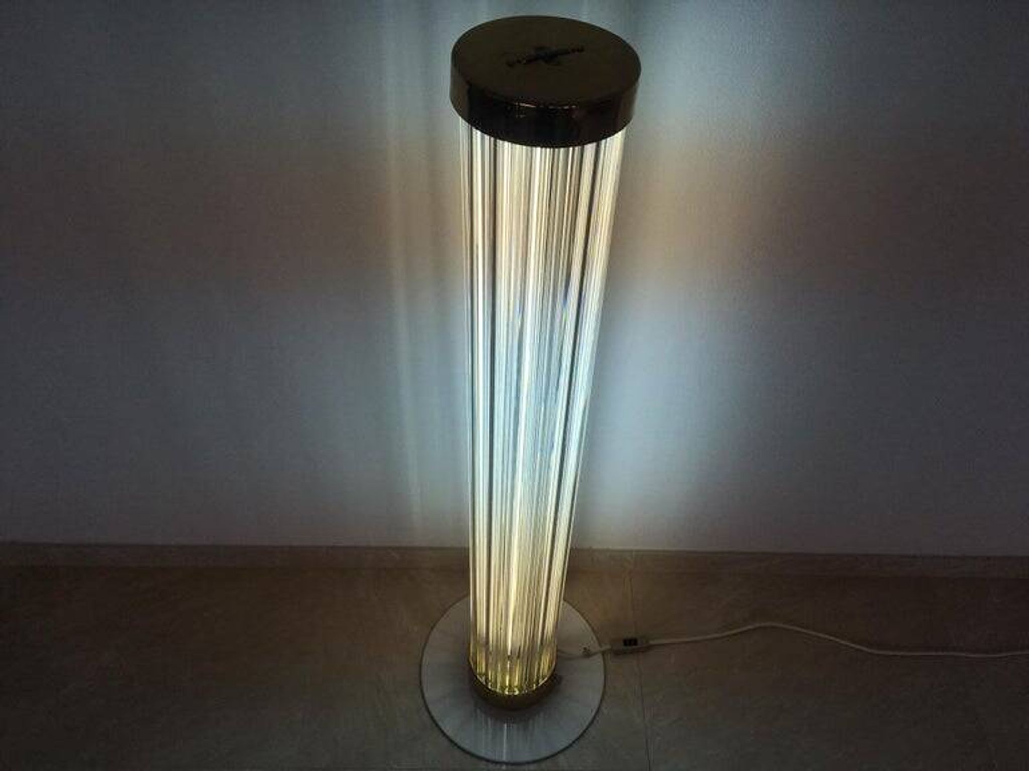 Pair of Design Brass and Glass Modern Floor Lamps/Kamenicky Senov, 1960s